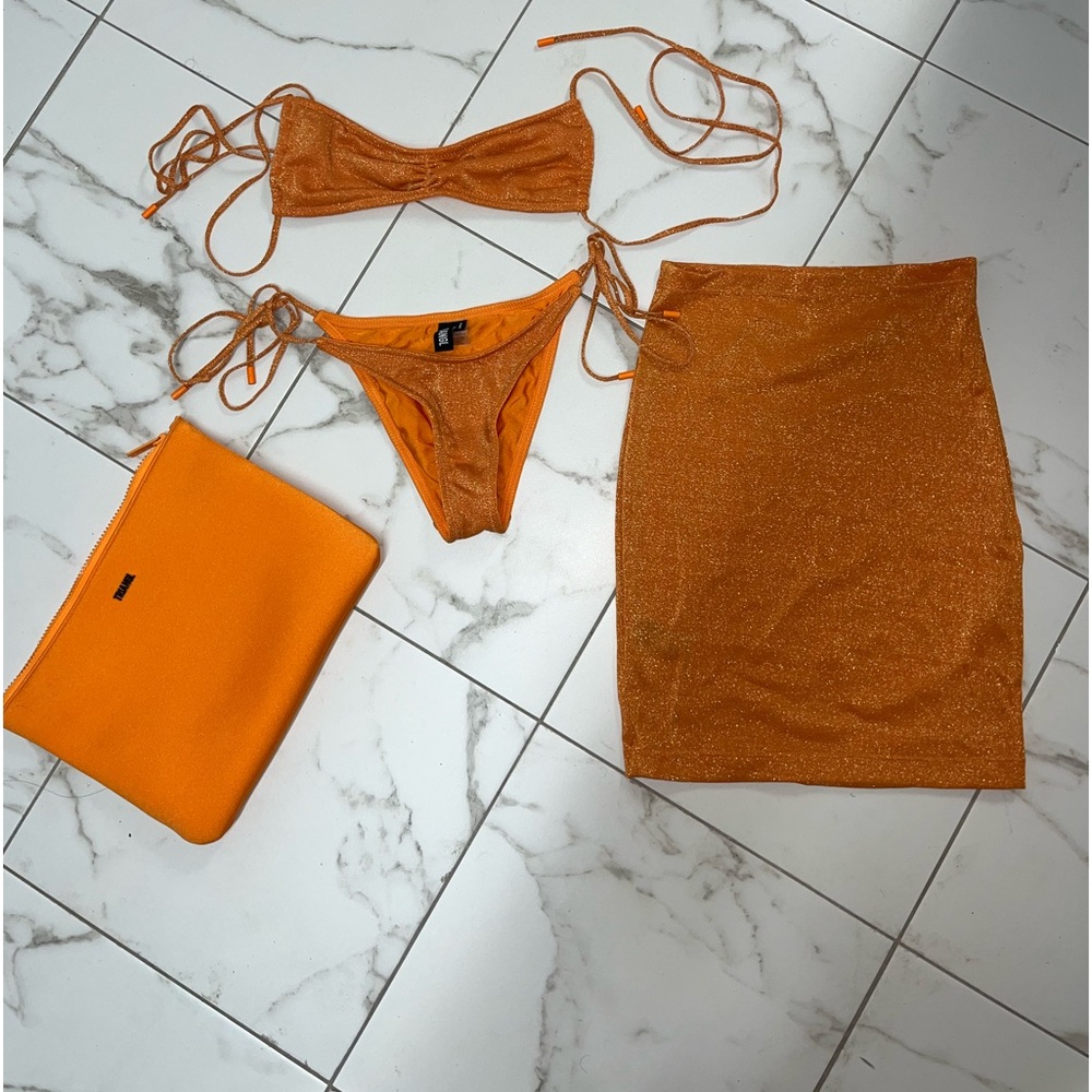 Triangl orange bikini set